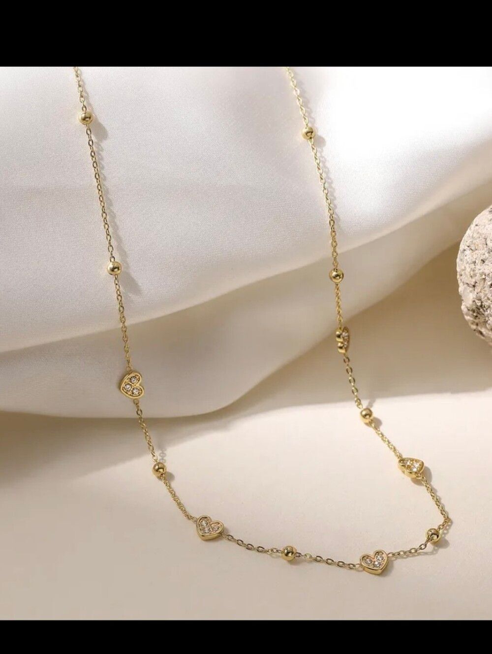 18K Gold Plated Diamond Mini Hearts Necklace